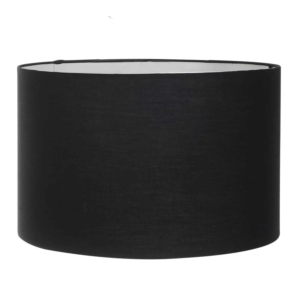 Abat-jour cylindrique noir en tissu avec intérieur blanc pour Lampadaire Arc Noir H185 cm