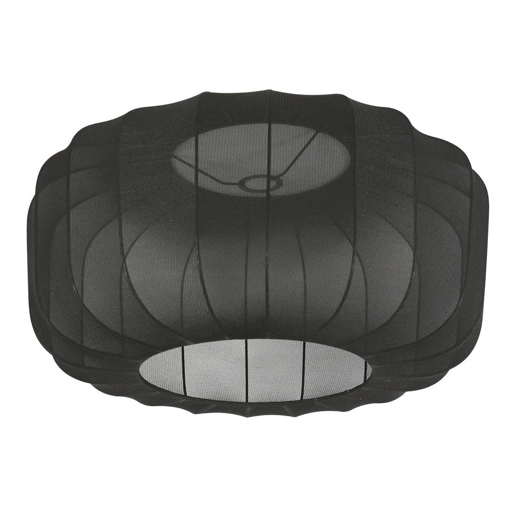 Abat-jour en maille noire à bord festonné et panneaux translucides segmentés