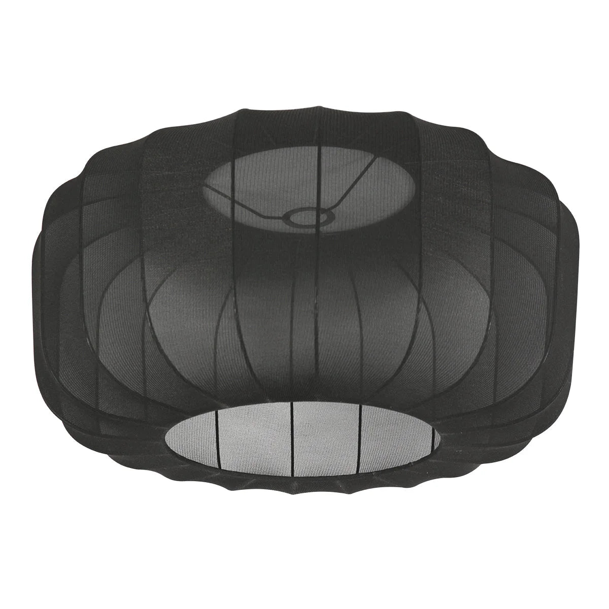 Abat-jour en maille noire à bord festonné et panneaux translucides segmentés