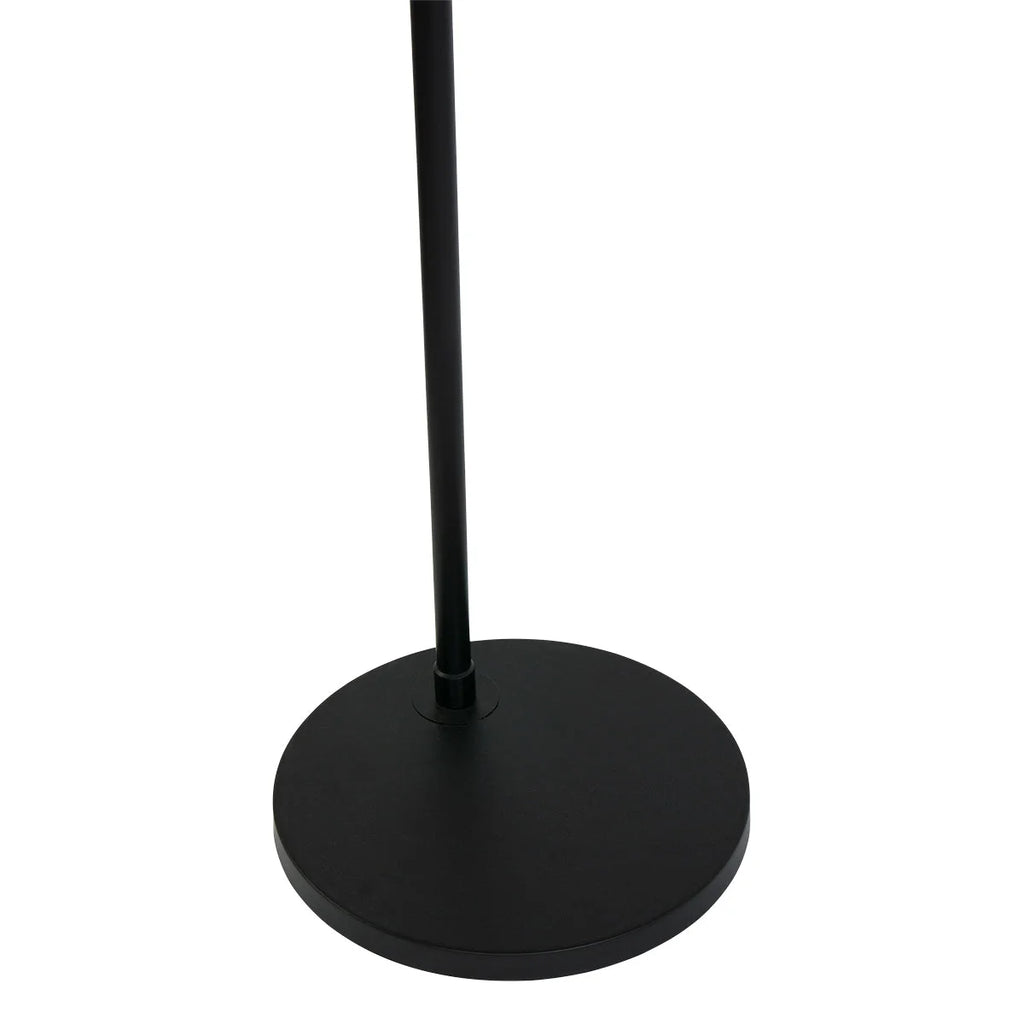 Lampadaire arc noir mat en métal, abat-jour plissé fumé, H180 cm