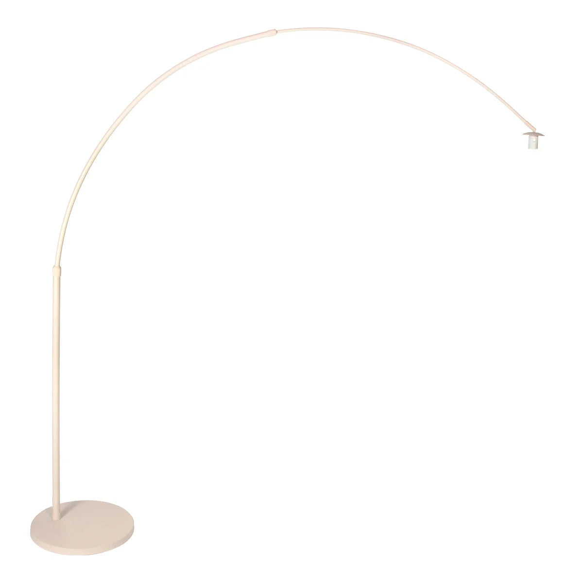 Lampadaire en rotin tressé crème avec arceau et abat-jour rond, hauteur 240 cm