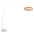Lampadaire arc en rotin tressé crème avec abat-jour rond, hauteur 240 cm