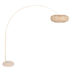 Lampadaire arc en rotin tressé crème avec abat-jour rond, hauteur 240 cm