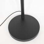 Base circulaire noire du lampadaire arqué 3 lumières en métal et fibres naturelles