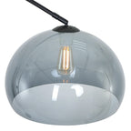 Suspension en verre fumé avec ampoule Edison exposée, design industriel noir