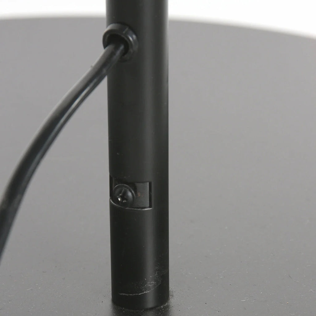 Support de lampe en métal noir pour Lampadaire arqué avec abat-jour rotin naturel
