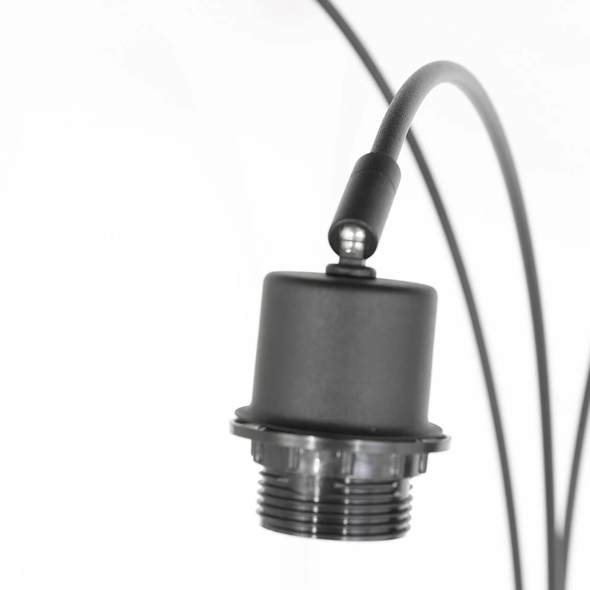 Support de lampe noir avec douille filetée et bras flexible pour lampadaire arqué
