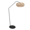 Lampadaire moderne en métal noir et rotin ajouré H175 cm