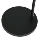 Base noire mate circulaire avec tige cylindrique centrale, lampadaire bambou tressé H250 cm