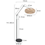 Lampadaire moderne en bambou tressé noir et naturel, H250 cm