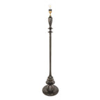 Lampadaire en bronze avec base en bois noir et abat-jour en raphia naturel