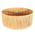Abat-jour cylindrique en fibres naturelles de raphia pour lampadaire en bois noir