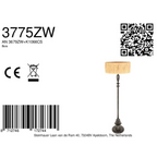 Lampadaire en bois noir avec abat-jour en raphia naturel, hauteur 143 cm