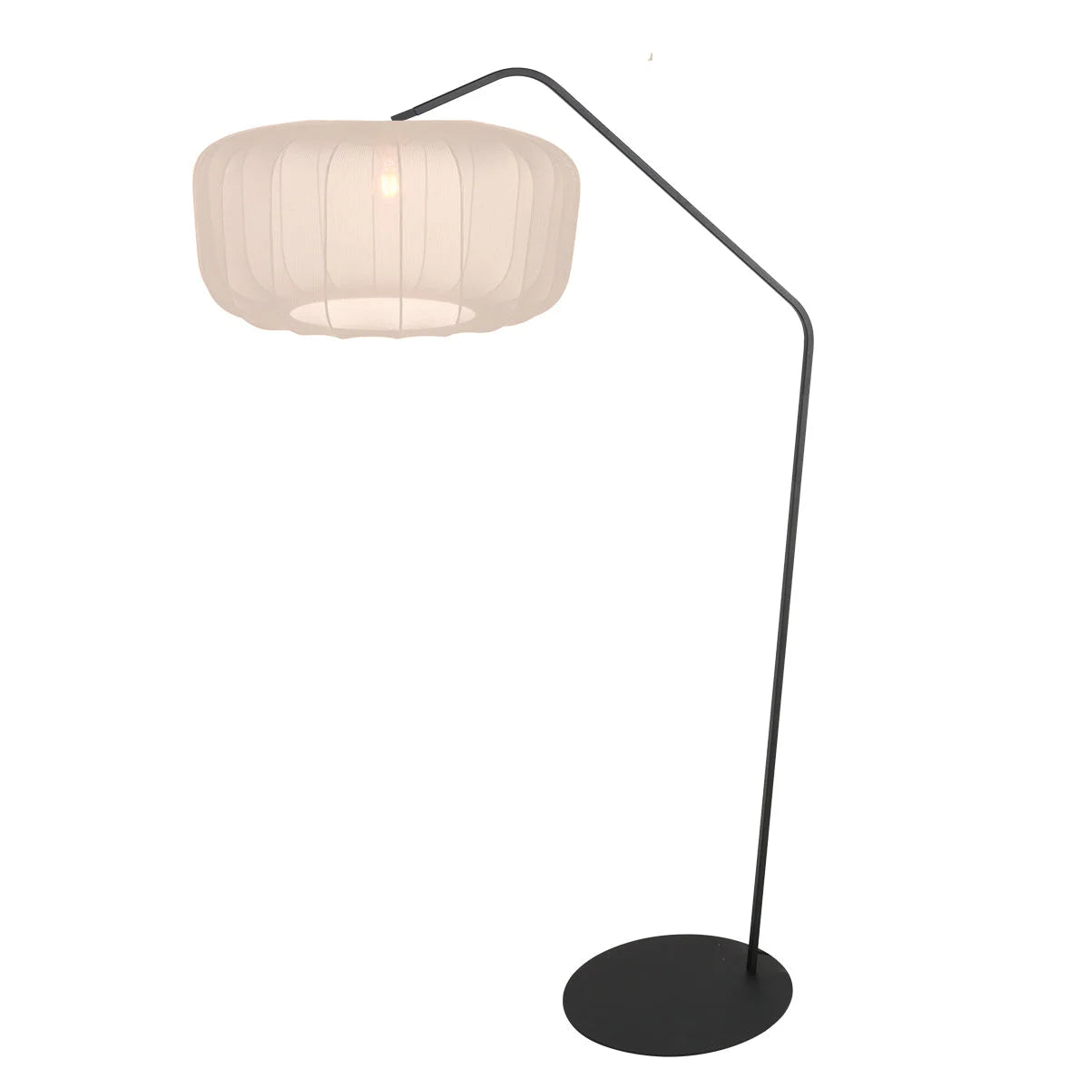 Lampe à poser métal noir moderne abat-jour plissé crème H180 cm