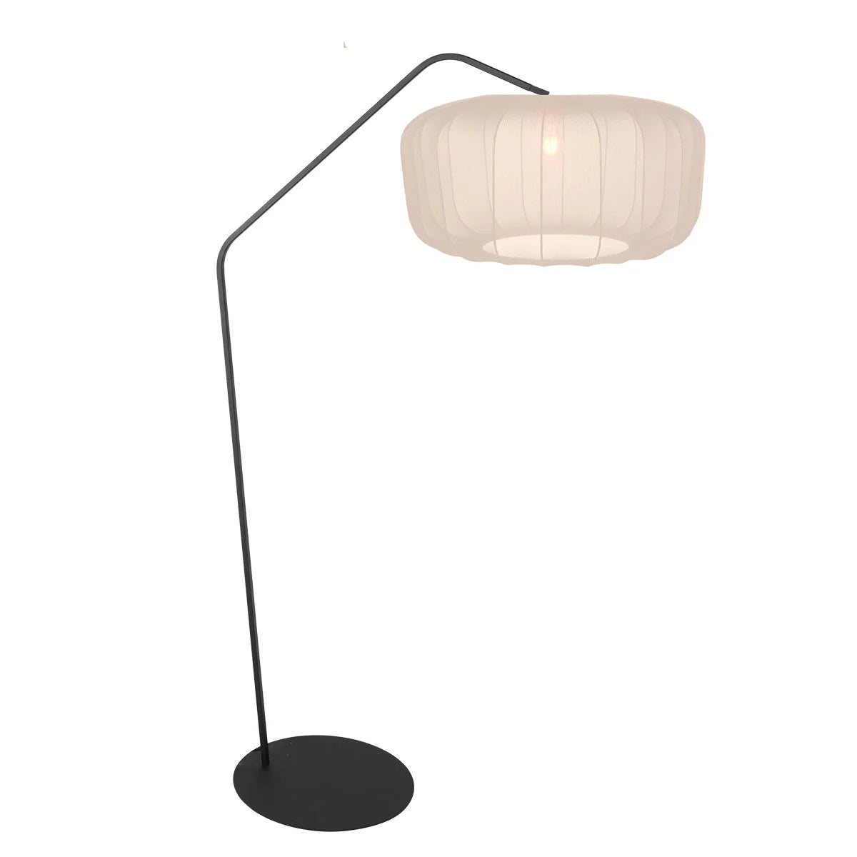 Lampe à poser métal noir abat-jour plissé écru ovale H180 cm