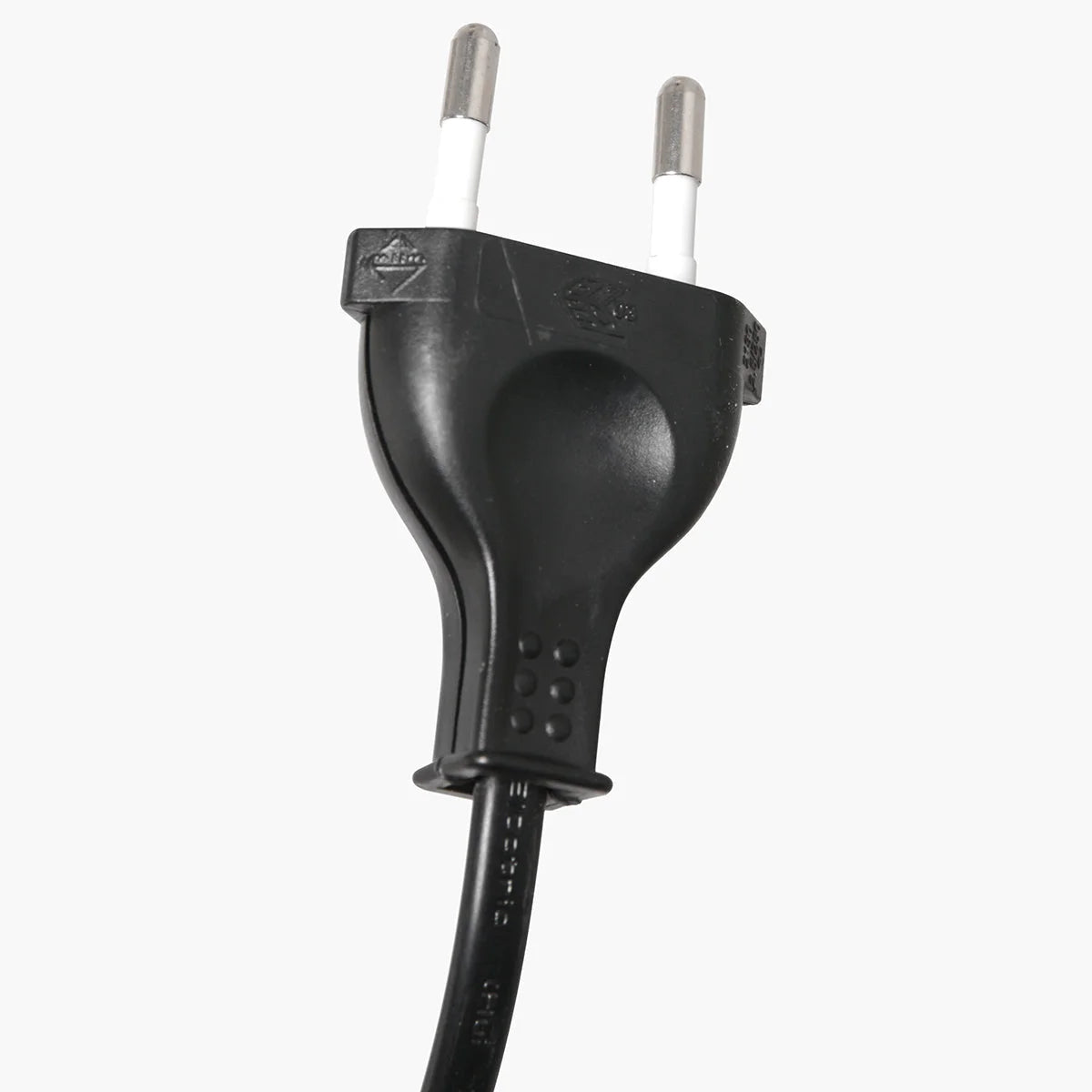 Prise électrique noire en plastique avec deux broches rondes et mise à la terre pour lampe déportée H180 cm