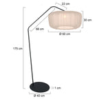 Lampe à poser métal noir abat-jour plissé écru ovale H180 cm