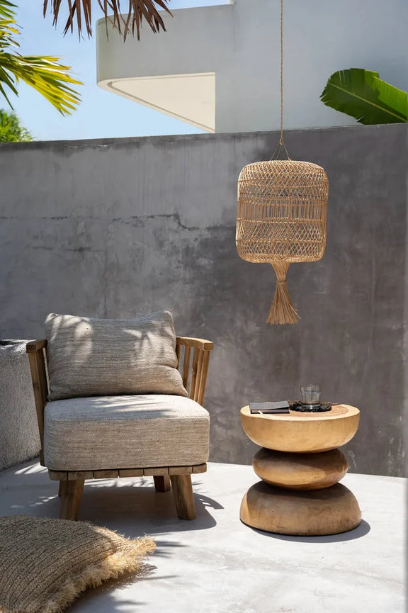 Suspension en rotin tissé pour le lampadaire Dumpling Naturel L