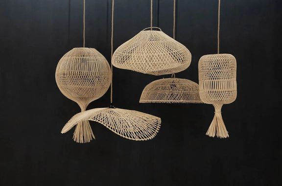 Suspension en rotin tissé pour le luminaire Le lampadaire Dumpling Naturel L