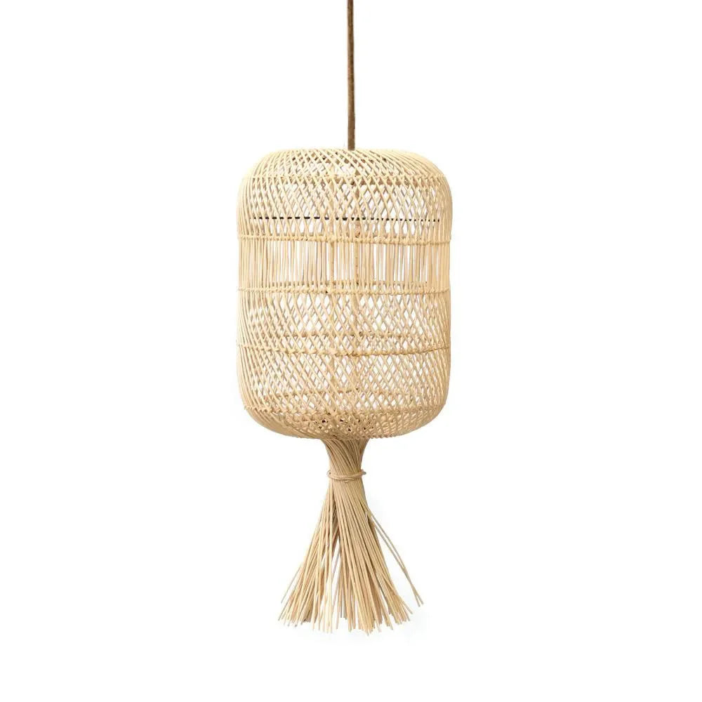 Suspension en cylindre tissé avec tassel pour le lampadaire Dumpling Naturel S