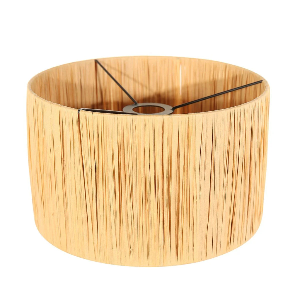 Abat-jour rond en raphia avec cadre en métal pour lampadaire en laiton H154 cm