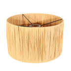 Abat-jour rond en raphia avec cadre en métal pour lampadaire en laiton H154 cm