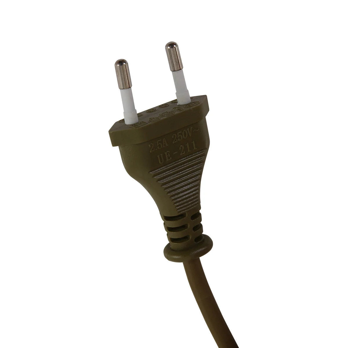 Prise électrique olive foncé à deux broches avec cordon marron pour Lampadaire en laiton