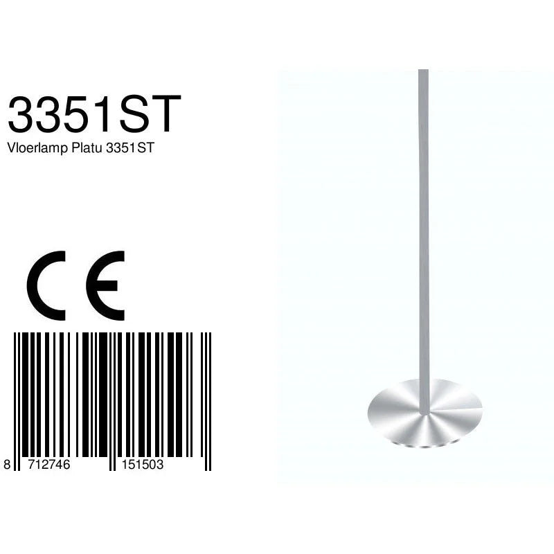 Ampoule LED dans un lampadaire en métal argenté avec bras orientable et variateur