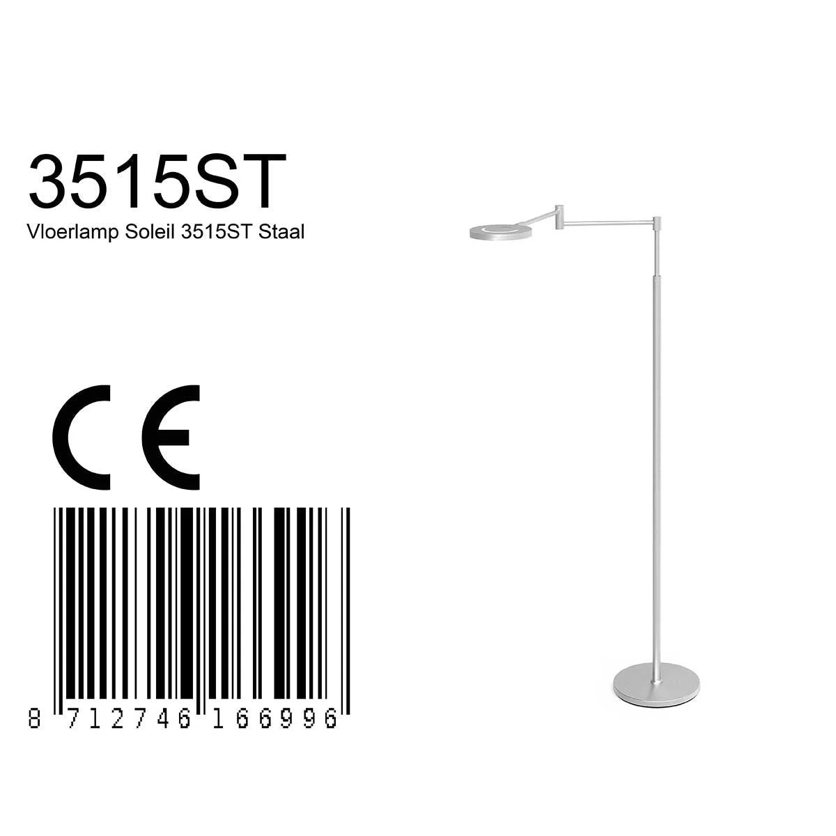 Lampadaire en métal argenté avec bras articulé et rechargeable, éclairage moderne