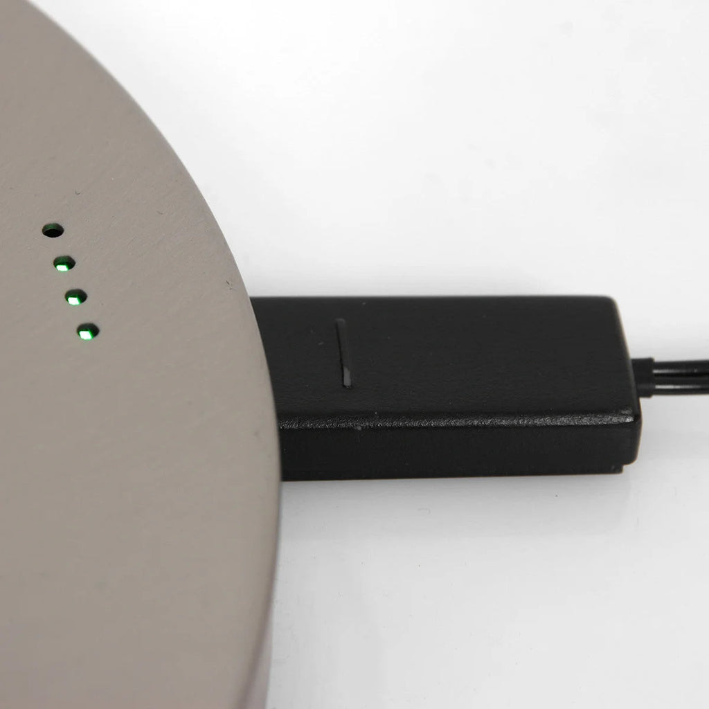 Base de chargement avec voyants lumineux pour Lampadaire en métal argenté avec bras articulé et batterie rechargeable