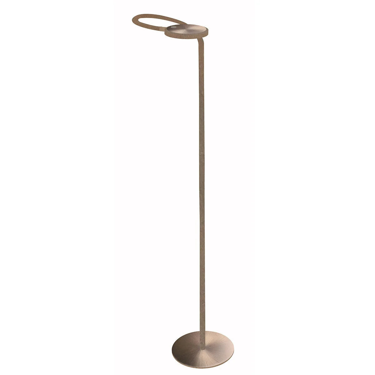 Lampadaire en métal bronze avec tête orientable et dimmable, hauteur 132 cm