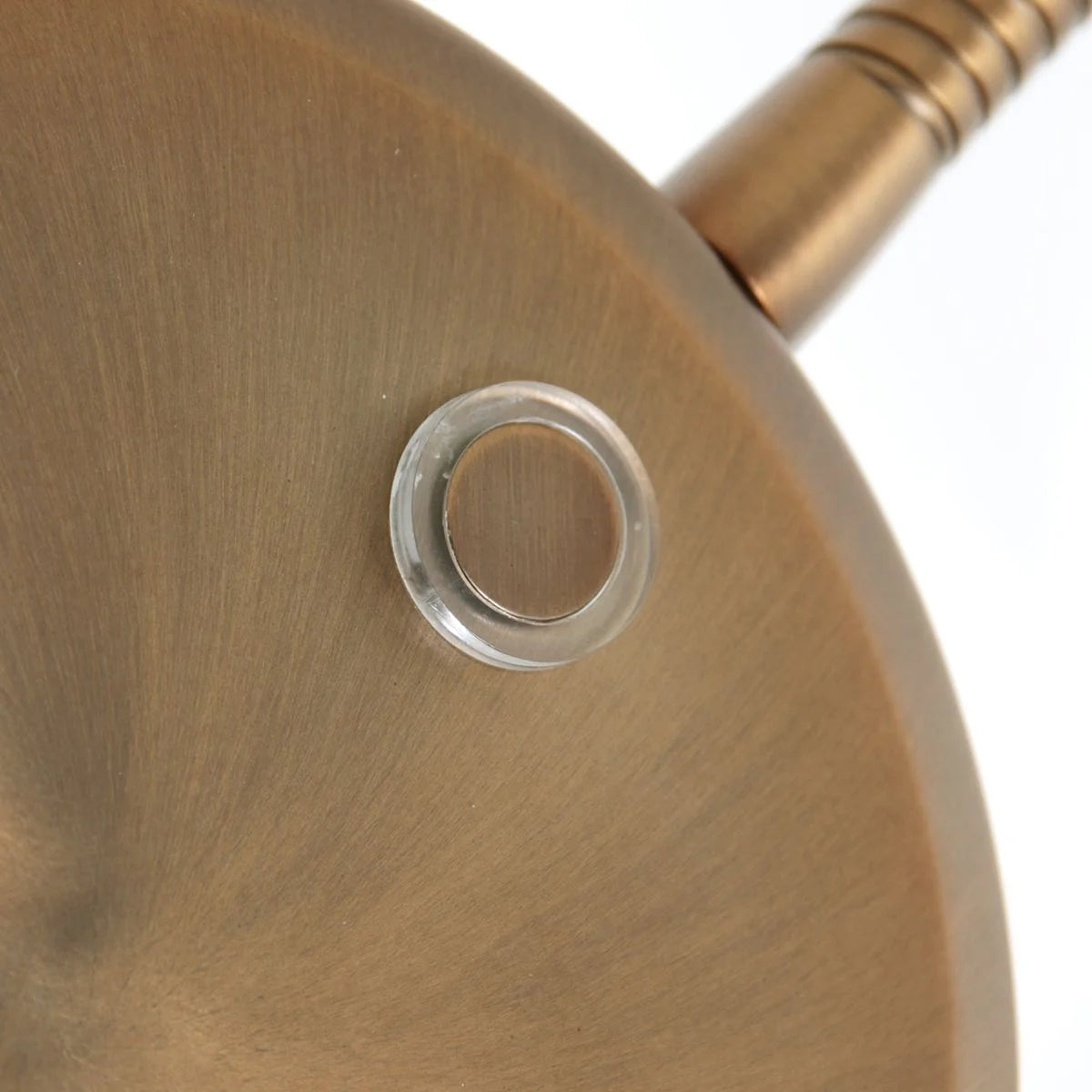 Base de lampe en bronze avec anneau en plastique transparent, tête orientable dimmable