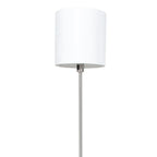 Lampadaire en métal brossé avec abat-jour blanc cylindrique de 160 cm de hauteur