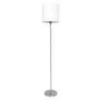 Lampadaire en métal brossé avec abat-jour blanc cylindre de 160 cm