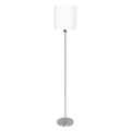 Lampadaire en métal brossé avec abat-jour blanc cylindrique, hauteur 160 cm