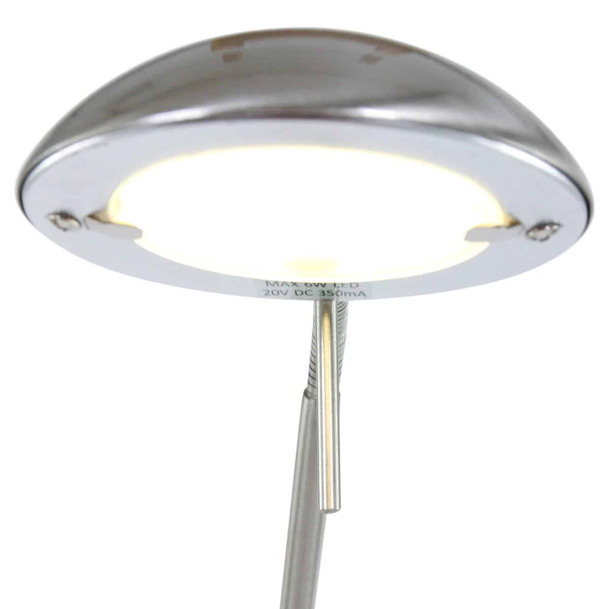 Lampe de bureau LED Chrome en métal brossé bras articulé pour lecture H50 cm