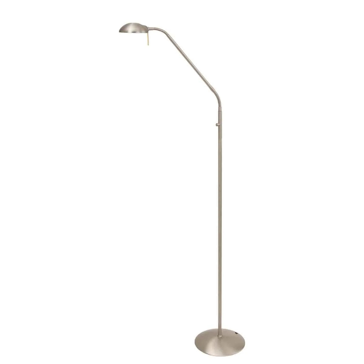 Lampe de sol en métal brossé argenté avec bras articulé pour lecture H50 cm