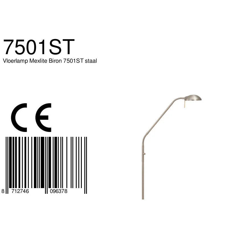 Lampadaire en métal brossé avec bras articulé pour lecture, hauteur 50 cm