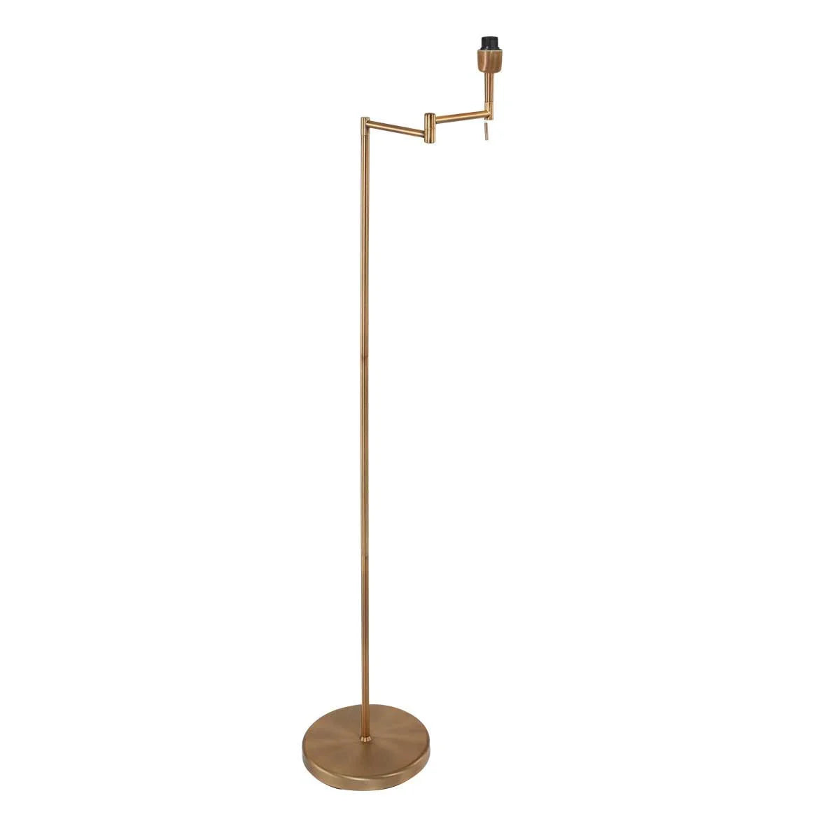 Lampe de sol en métal doré avec abat-jour noir orientable, hauteur 154 cm