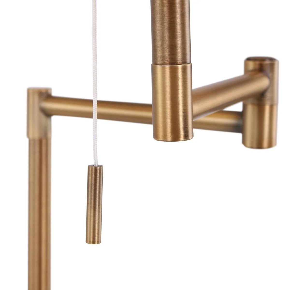 Lampe en métal doré avec abat-jour noir orientable et chaîne de tirage H154 cm