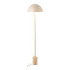 Lampadaire crème en métal doré et base pierre, H155 cm