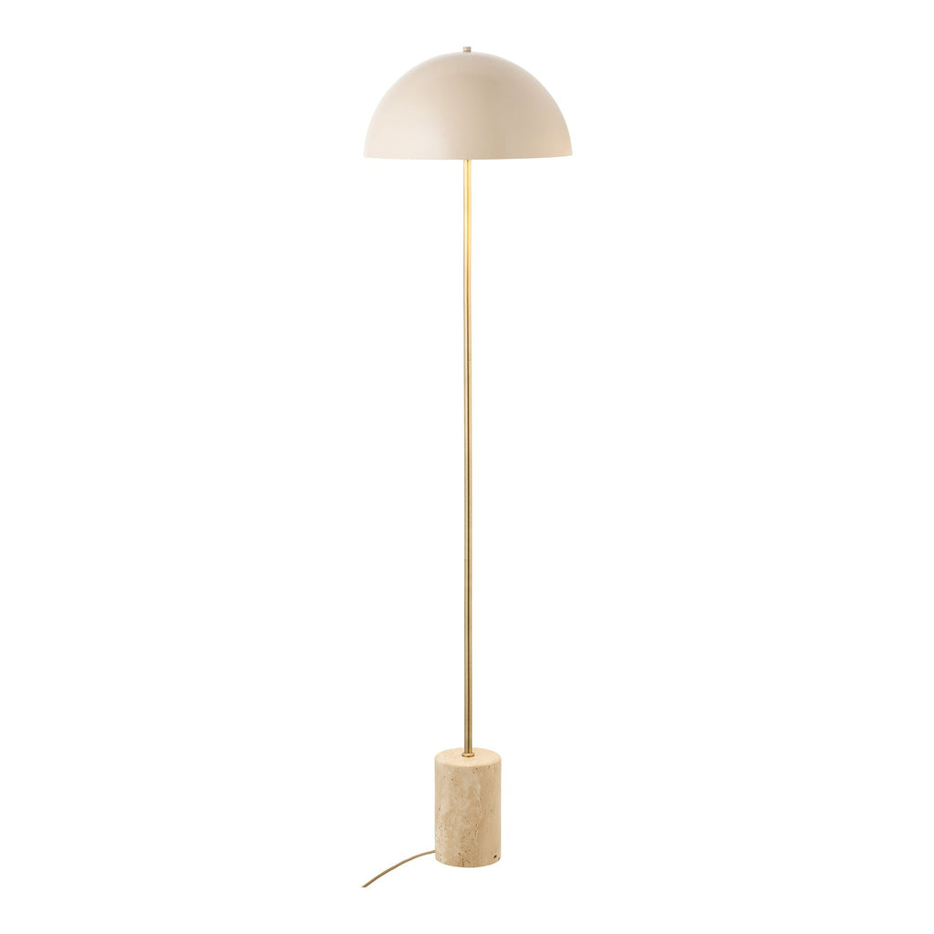 Lampe sur pied crème en métal doré et base en pierre, H155 cm