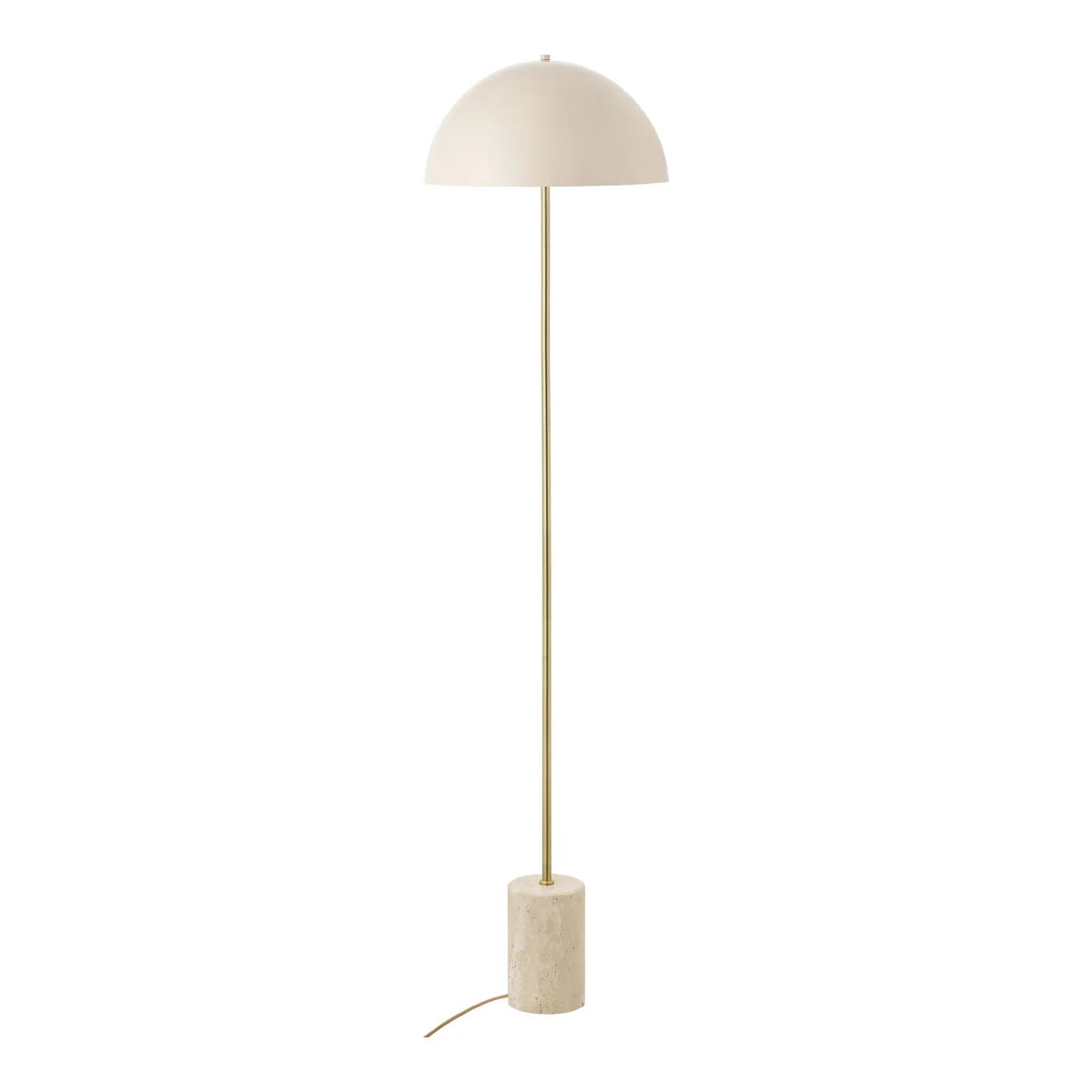 Lampadaire crème en métal doré et base en pierre texturée H155 cm