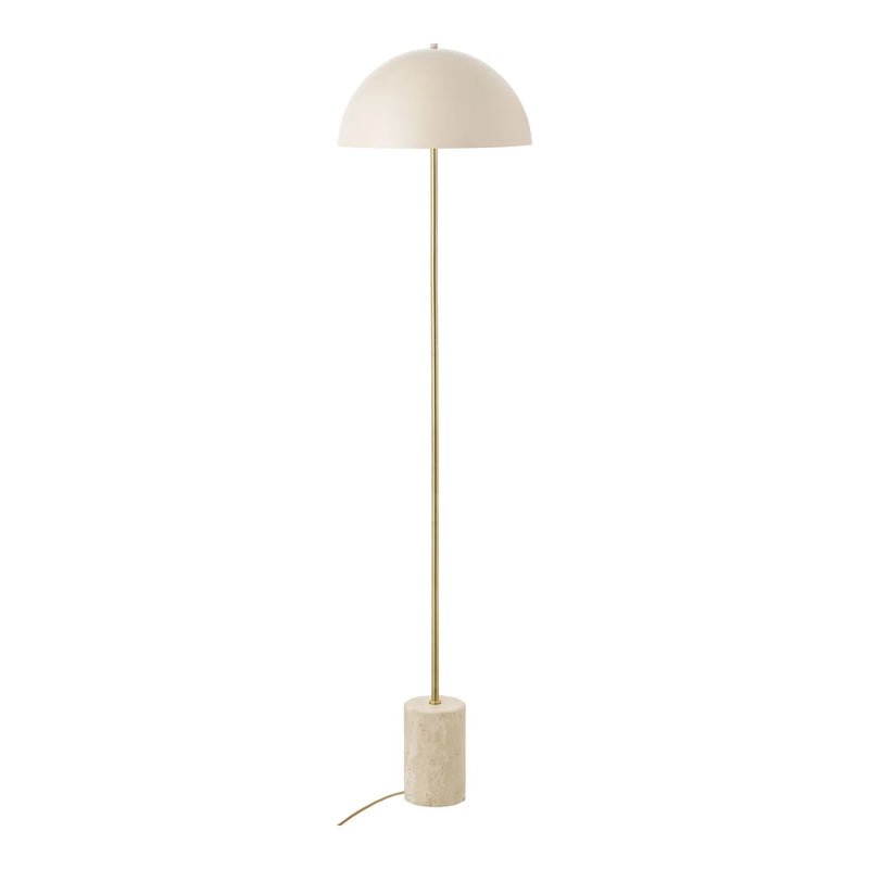Lampadaire en métal doré et base en pierre crème – H155 cm