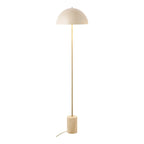 Lampadaire en métal doré avec abat-jour en métal, base en pierre crème, H155 cm