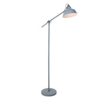Lampadaire en métal gris réglable avec bras articulé et abat-jour conique H172 cm