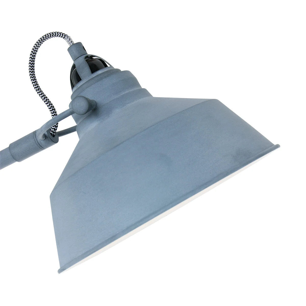 Lampe de bureau en métal gris à bras articulé et abat-jour conique H172 cm