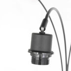 Applique plafond noir ajustable en métal avec douille filetée et abat-jour en cannage naturel