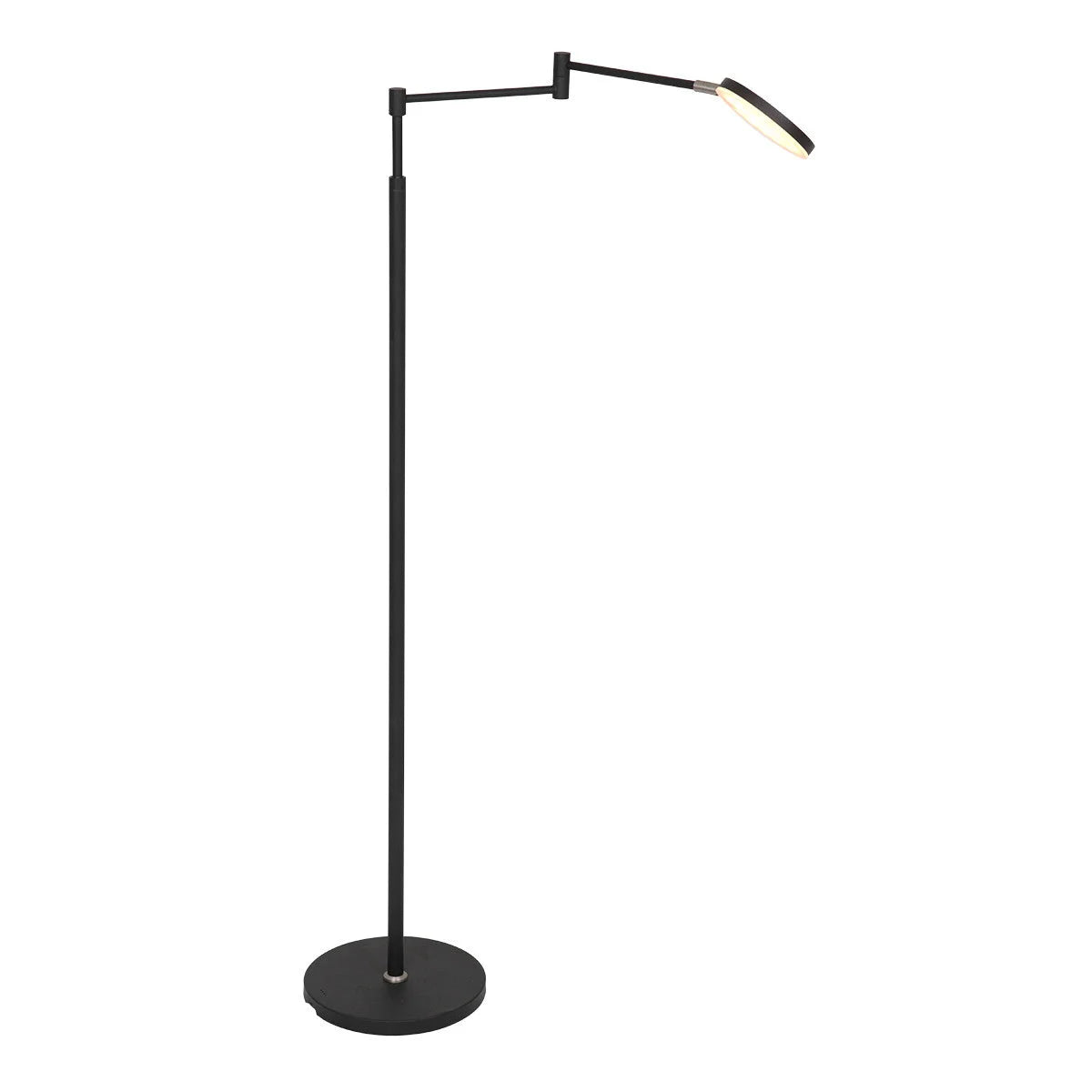 Lampadaire métal noir ajustable et rechargeable avec bras articulé et fonction dimmable