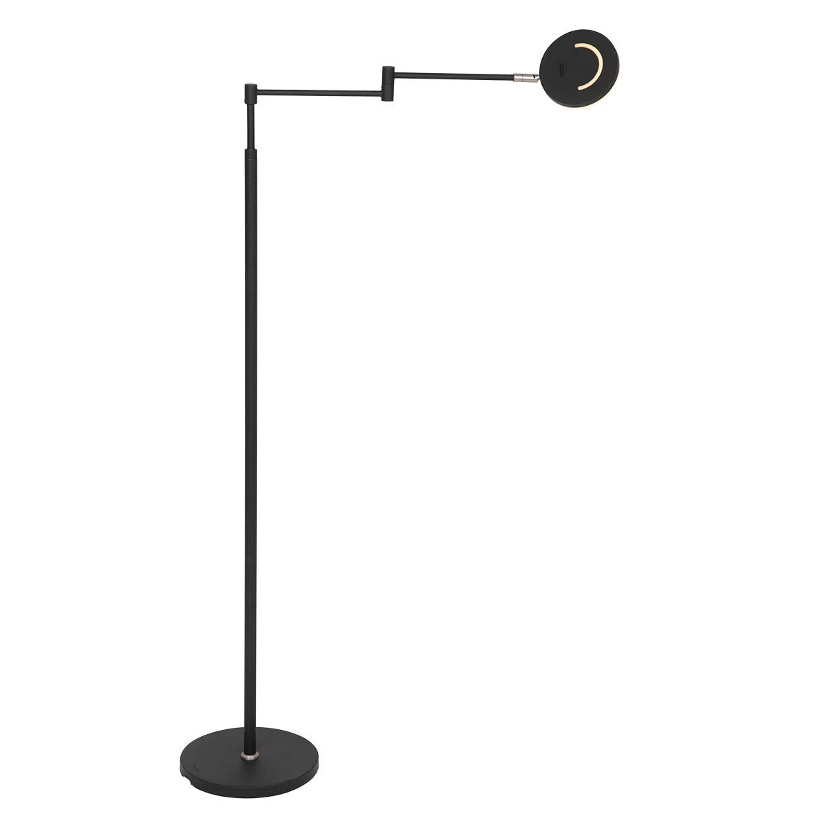 Lampadaire métal noir ajustable, rechargeable, dimmable, H140 cm pour intérieur élégance